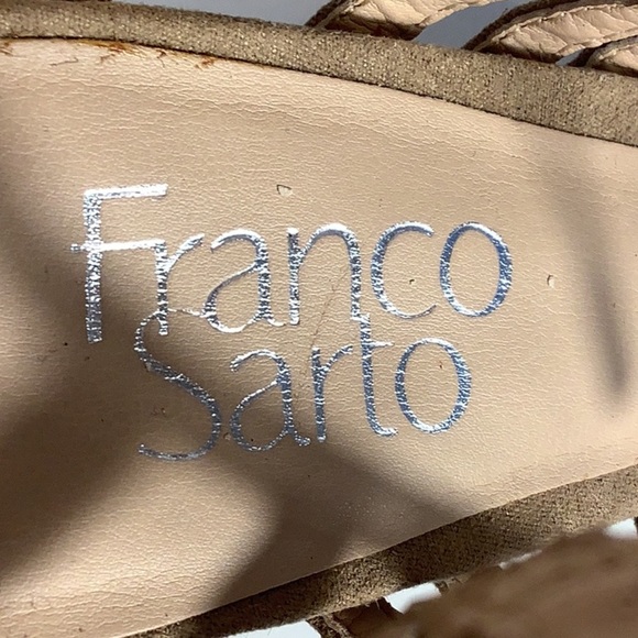 Franco Sarto Ernie Tan Faux Suede Block Heel Open Toe Cage Zip Tie Sandals Sz 8 - Picture 10 of 12